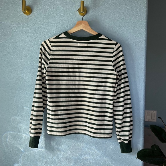 MADEWELL Long-Sleeve Tee in Eaves Green Stripe XXS - Picture 4 of 7